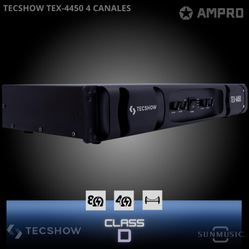 TECSHOW TEX-4450 AMPLIFICADOR CLASE D 4 x 450W