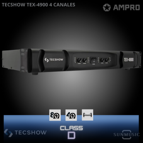 TECSHOW TEX-4900 AMPLIFICADOR CLASE D 4 x 900W
