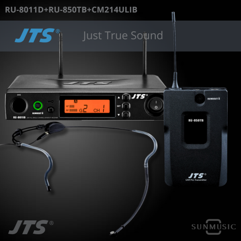 JTS RU-8011D/RU-850TB+CM-214ULIB SISTEMA INAL. CINTILLO CARDIOIDE NEGRO 1400 FREC. JTS