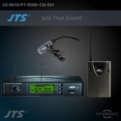 JTS US-901D/PT-950B+CM-501 SISTEMA INALAMBRICO SOLAPA CARDIOIDE JTS